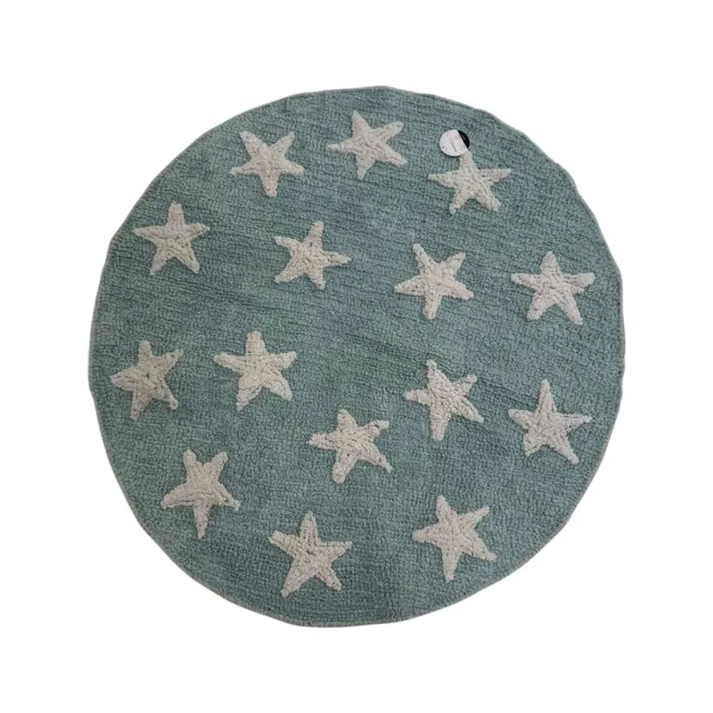 ALFOMBRA REDONDA POP 100CM CELESTE ESTRELLAS - Textiles, Uruguay | Decohogar