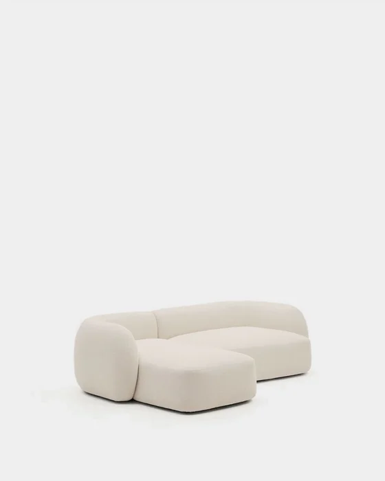 Sofá modular Martina 3 plazas de chenilla con chaise longue derecho color crudo 287 cm en Blanco - Sillones y sofás, Uruguay | Kavehome