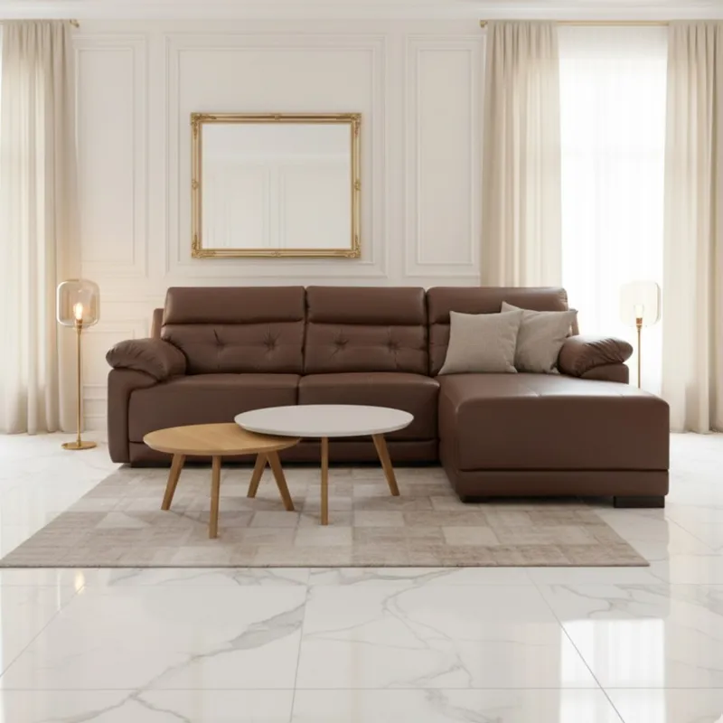 Sofá Albany - 3 cuerpos - Caramelo - Chaise Derecho en Marrón - Sillones y sofás, Uruguay | Rústico Hogar