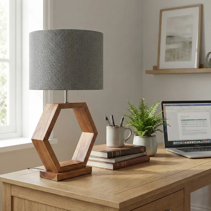 Lámpara de Mesa Hexa Wood en Multicolor - Lámparas de mesa, Uruguay | La Perla, vista 2