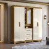 Ropero 5 Puertas 3 Cajones Con Comoda Espejo Y Estantes Freijo Off White - Roperos y placares, Uruguay | Muebles Express, vista 3 de 4