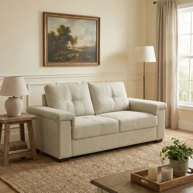 Sillón 2 Cuerpos en tela de Lino - Palazio - Verde en Verde oliva - Sillones y sofás, Uruguay | Rústico Hogar