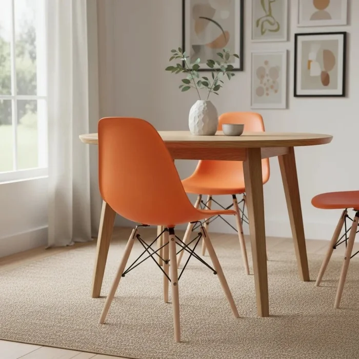SILLA EAMES COMEDOR CON BASE EN MADERA NARANJA en Naranja - Sillas, Uruguay | Decohogar, vista 3
