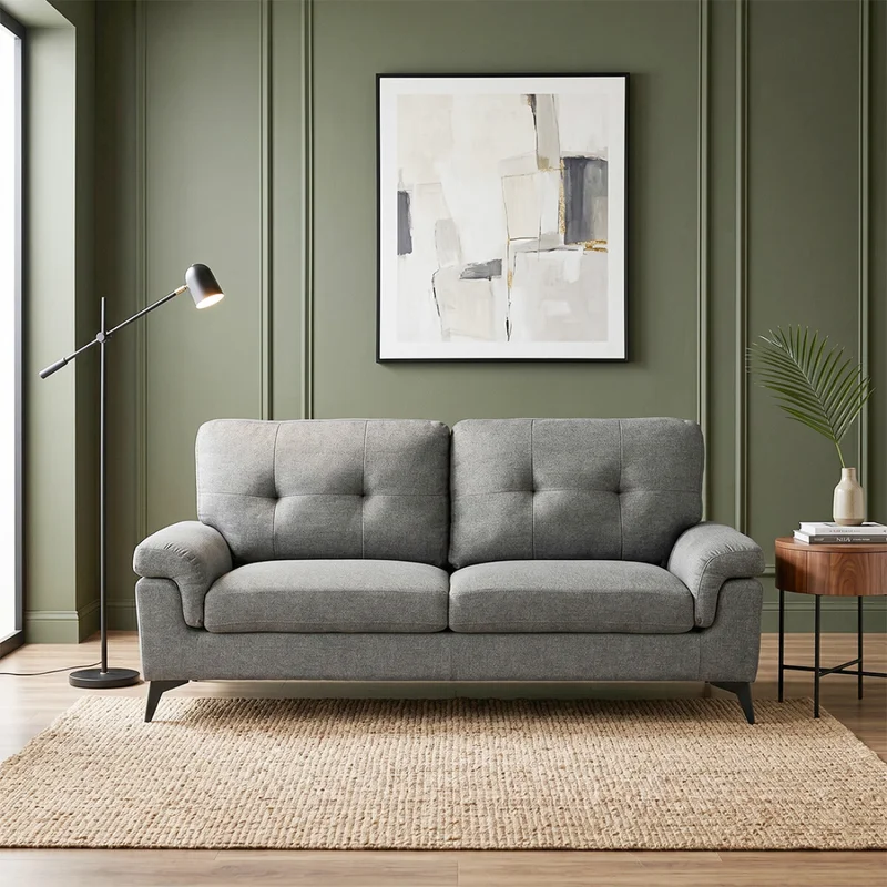 Sillón 3 Cuerpos Tela y Madera Natural Living - Lamona - Gris Oscuro en Gris - Sillones y sofás, Uruguay | Rústico Hogar, vista 3