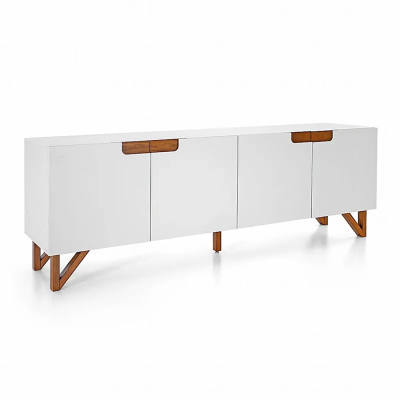 VAJILLERO 4 PUERTAS - LACA OFF WHITE - DETALLES MADERA CLARA en Madera natural - Aparadores y recibidores, Uruguay | Champagne Home