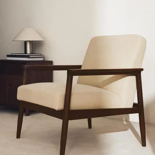 BUTACA MADERA Y LINO en Beige - Butacas, banquetas y puffs, Uruguay | Zara Home