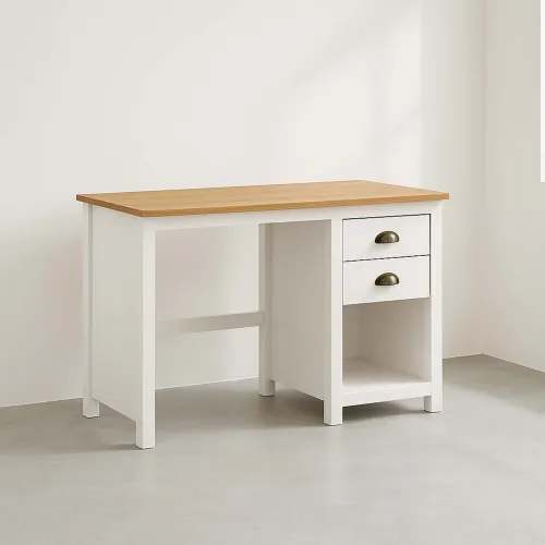 Escritorio 2 Cajones Madera Blanco Topazio en BCO/NAT - Escritorios y sillas de escritorio, Uruguay | Divino