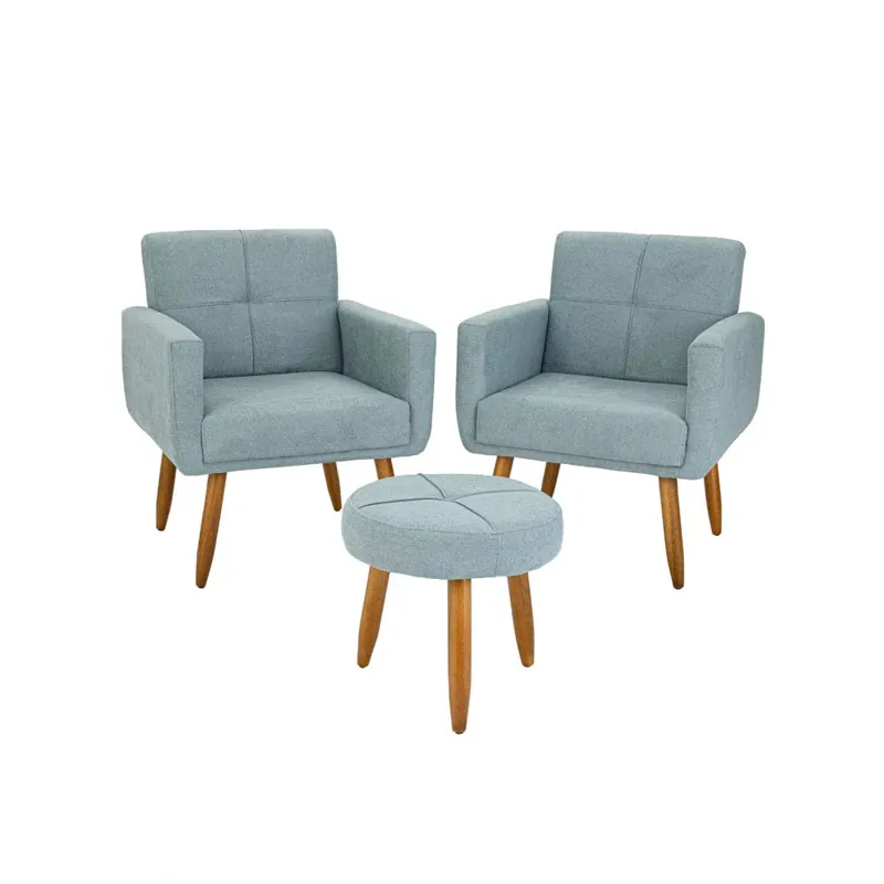 Kit 2 Poltrona + Puff Havana Azul en Celeste - Sillones y sofás, Uruguay | Ecowood