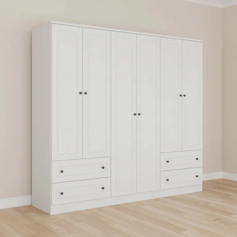 Placard 6 Puertas Mdf Blanco Americano Plus en Blanco - Roperos y placares, Uruguay | Divino