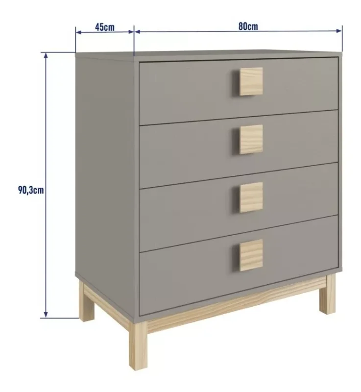 Cajonera Infantil Gris en Gris, Uruguay | RM Muebles y Deco, vista 3