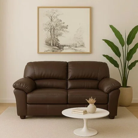 Sillon 2 cuerpos Cuero Natural Florencia - Chocolate en Marrón - Sillones y sofás, Uruguay | La Cueva Muebles, vista 4