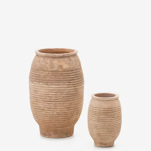 Set Llonga de 2 maceteros de terracota con acabado natural Ø 54 / 32 cm en Rojo - Muebles para el exterior, Uruguay | Kavehome