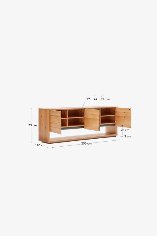 Aparador Alguema - 4 puertas en chapa de roble con acabado natural 200 x 74 cm en Madera natural - Aparadores y recibidores, Uruguay | Kavehome, vista 10