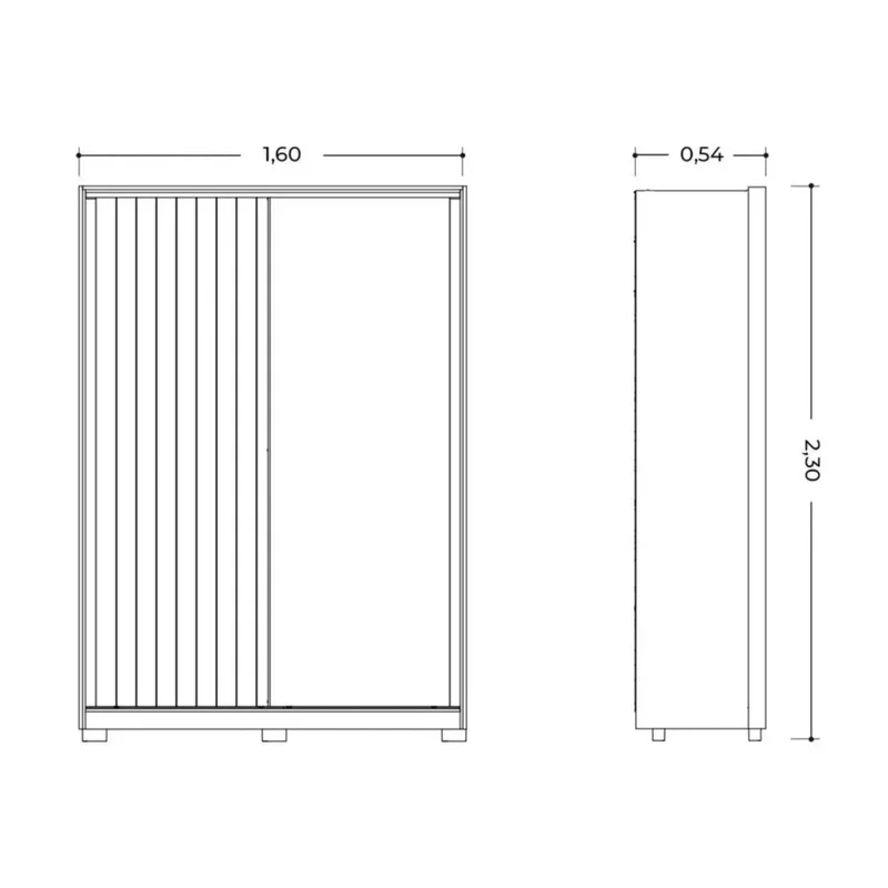 Ropero 2 puertas con Espejo - Linea FIT - Negro en Negro - Roperos y placares, Uruguay | Ecowood, vista 5