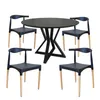 Juego de Comedor Mesa Louvre Redonda Negra 90cm + Sillas Negras Elbow - Sillas, Uruguay | Berna home, vista 1 de 5