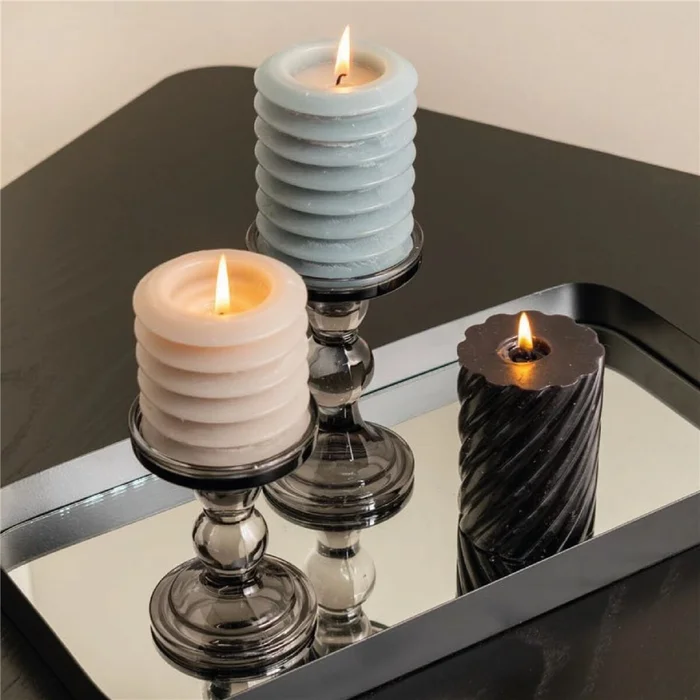 CANDELABRO VIDRIO D8.5/H11.5CM COLOR HUMO en Gris - Velas y Portavelas, Uruguay | Decohogar, vista 2