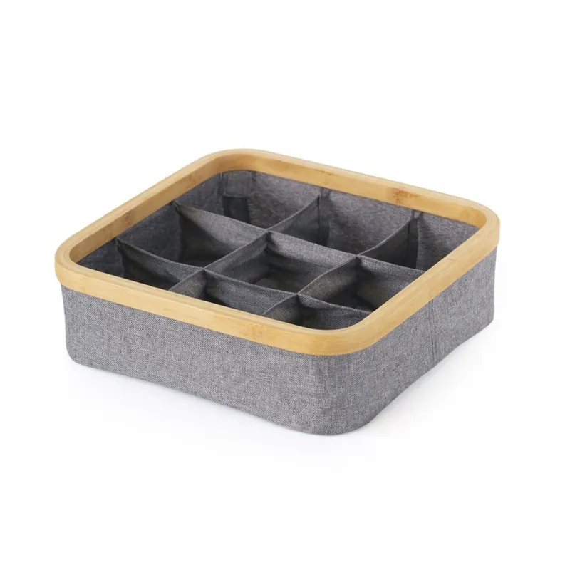 ORGANIZADOR PLEGABLE 9 COMP 30X30X9CM EX TELA GRIS en Gris - Canastos, Uruguay | Decohogar
