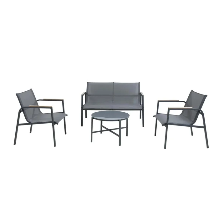 Set de Living Exterior Valencia - Acero y Tela en Negro - Muebles para el exterior, Uruguay | Rústico Hogar