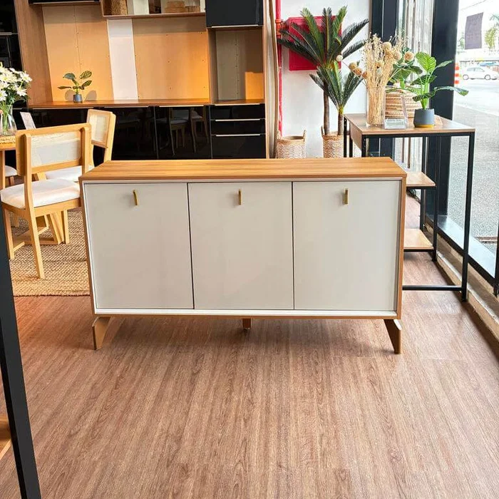 Aparador Recibidor Aura 140cm - Patas en madera maciza en Beige - Aparadores y recibidores, Uruguay | Balton, vista 3