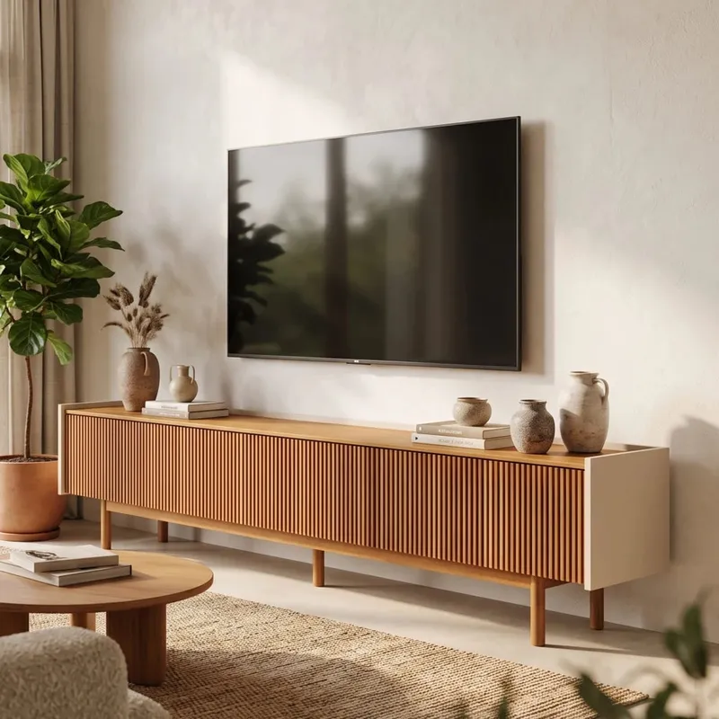 Rack de TV Dune Ripiado 2.2 - Línea Nevada - Blanco/Natural - Muebles para TV, Uruguay | Ecowood