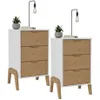 Promo 2 Mesa de luz 3 cajones veneza - Blanco/Miel en Multicolor - Mesas de luz, Uruguay | La Cueva Muebles, vista 1 de 7