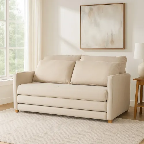 Sofá Cama Niki - Tela Microfibra - 9901 (Soft Beige) en Beige - Sillones y sofás, Uruguay | NYR