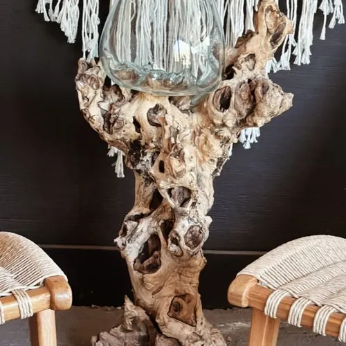 Jarrón de vidrio con base de raíz – Diámentro 25cm - Decoración, Uruguay | Balihai