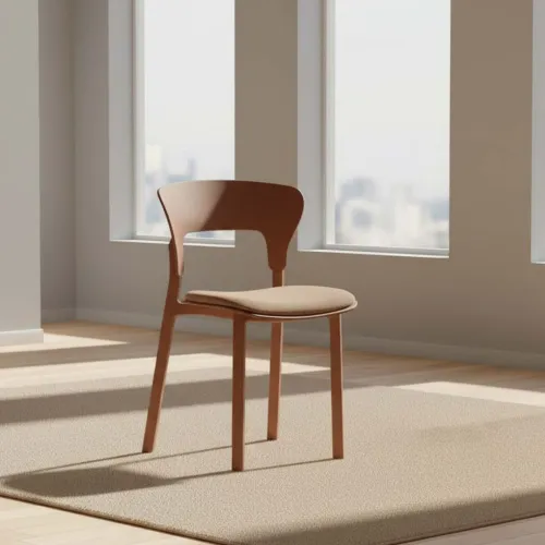 Silla De Comedor Polipropileno Natural-beige Nórdica Tapizada en Beige - Sillas, Uruguay | Divino
