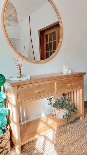 Recibidor con dos cajones y estante en Madera natural - Muebles, Uruguay | Decoramuss, vista 2