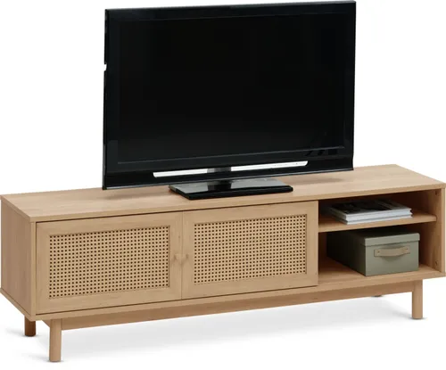 Mueble TV HALMSTAD 2 puertas corredizas ratán sin en Madera natural - Muebles para TV, Uruguay | JYSK