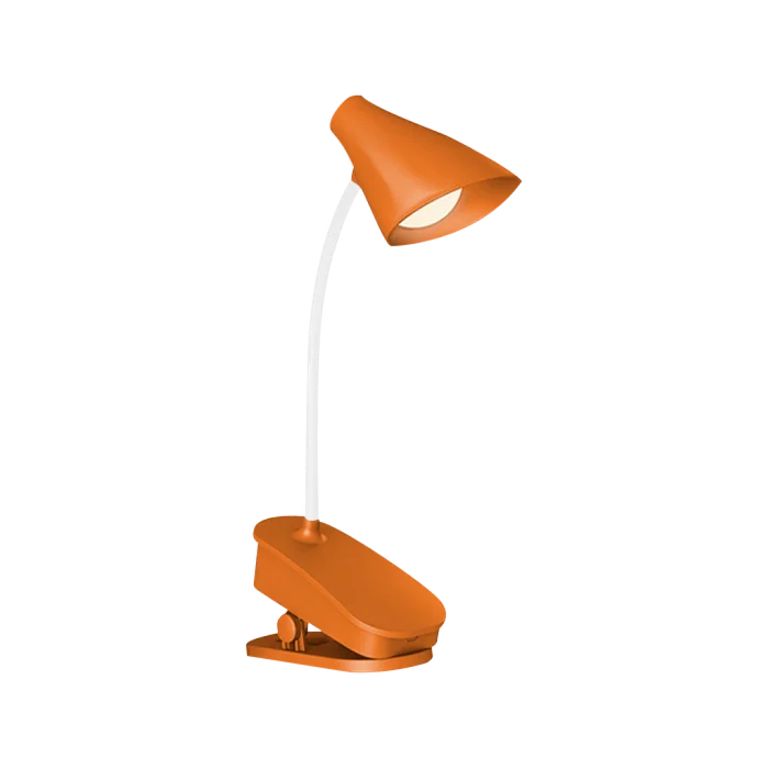 Lámpara de Lectura con Pinza Flexible en Colores Modernos a Pila en Naranja - Lámparas de mesa, Uruguay | Bascuhouse
