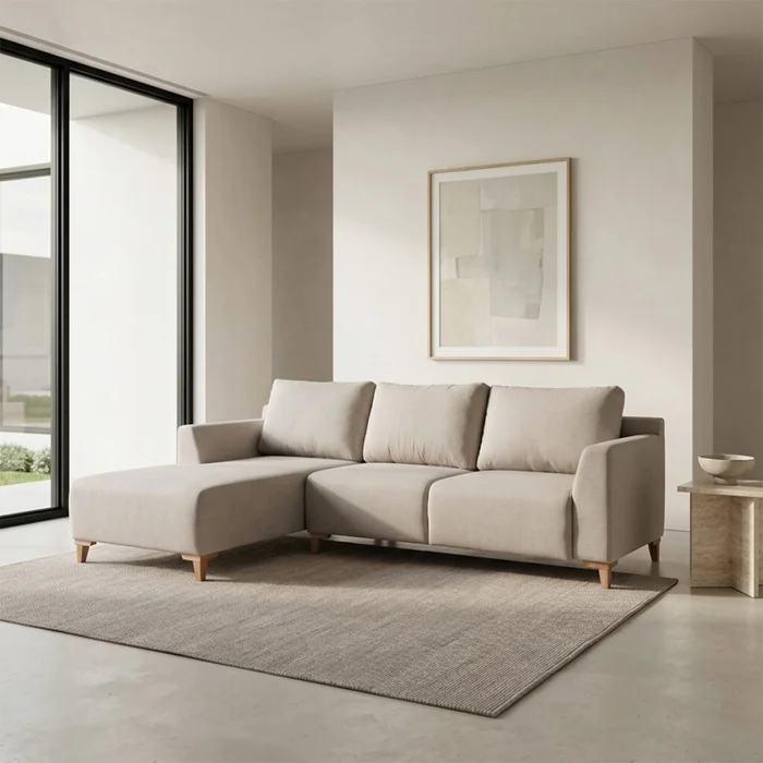 Rinconera Gino - Tela Microfibra - Chaise izquierdo - TC 1010 (Beige) en Beige - Sillones y sofás, Uruguay | Nyr
