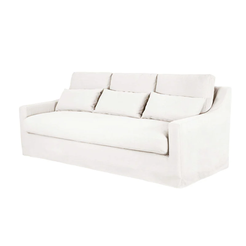 Sofá 3 Cuerpos Tela Natural-beige Singapur Crudo en Blanco - Sillones y sofás, Uruguay | Divino, vista 3