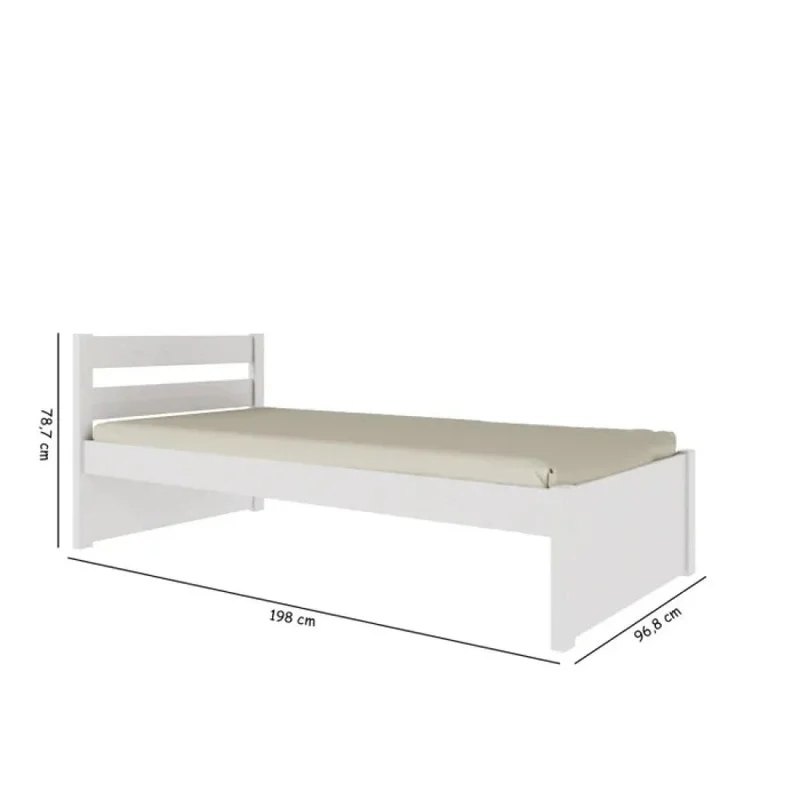 Cama 1 plaza - Nois - Madera Maciza - Blanco en Blanco - Dormitorio, Uruguay | Ecowood, vista 3