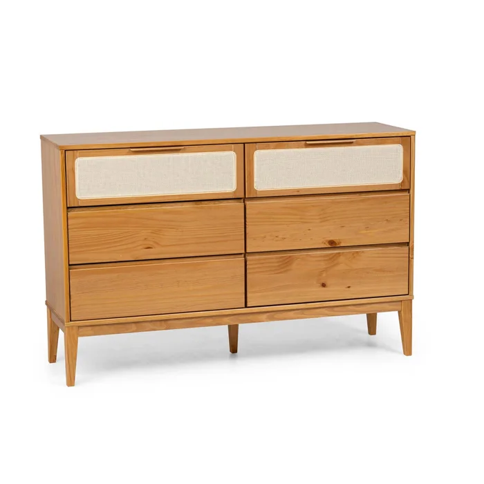 Comoda 6 Cajones Madera Marron Praga en Amarillo - Cómodas, Uruguay | Divino, vista 2