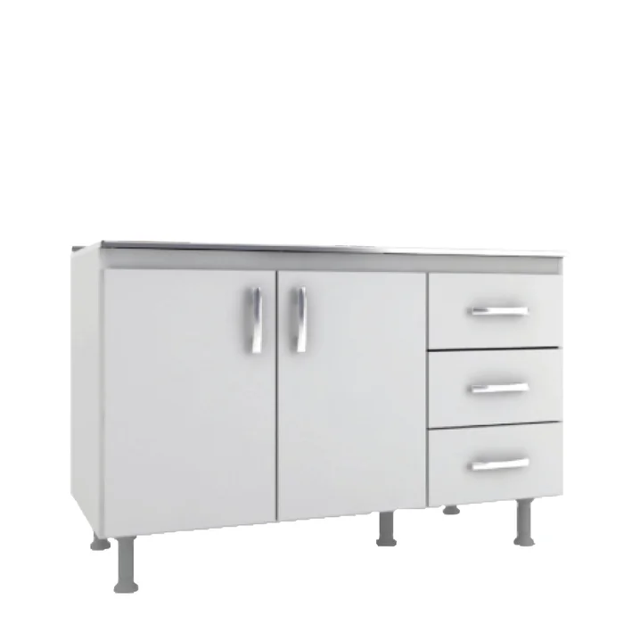 Bajo Mesada Mueble Cocina 2 Puertas 3 Cajones Blanco 601 en Blanco - Butacas, banquetas y puffs, Uruguay | Soy Hogar