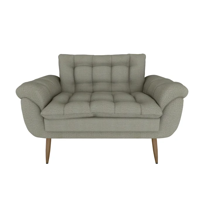 Sofa 2 Cuerpos Capitoneado Tapizado Tela Patas De Madera - Sillones y sofás, Uruguay | Soy Hogar