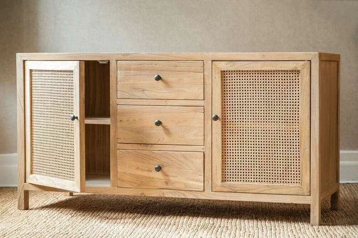 APARADOR RESORT - OLMO Y ESTERILLA - 1.60 MTS en Madera natural - Bibliotecas, Uruguay | La Iberica