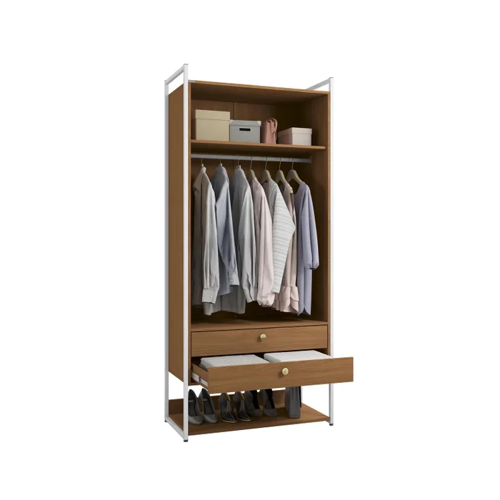 Combo Closet Abierto Modular P48 y P49 - Linea Industrial en Madera natural - Roperos y placares, Uruguay | Balton, vista 11