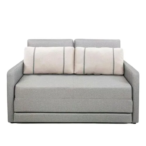 SOFA CAMA 1.76 MTS - PARRILLA EXTENSIBLE - TELA GRIS CLARO - ALMOHADONES PEQUEÑOS EN TELA CLARA en Beige, Claro, Gris - Sillones y sofás, Uruguay | Champagne Home