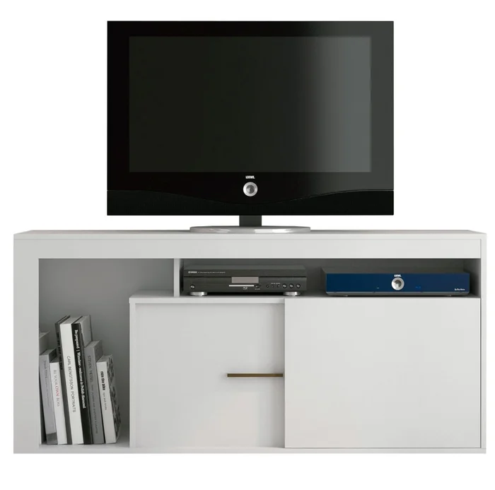 Rack Tv Living Hasta Led 43 Estantes 1 Puerta Blanco Lugano en Blanco - Muebles para TV, Uruguay | Muebles Express