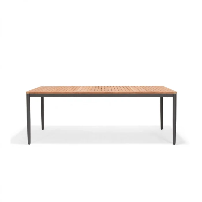 Mesa Aluminio y Teca - Topacio 201x90cm en Marrón, Negro - Muebles para el exterior, Uruguay | Rústico Hogar