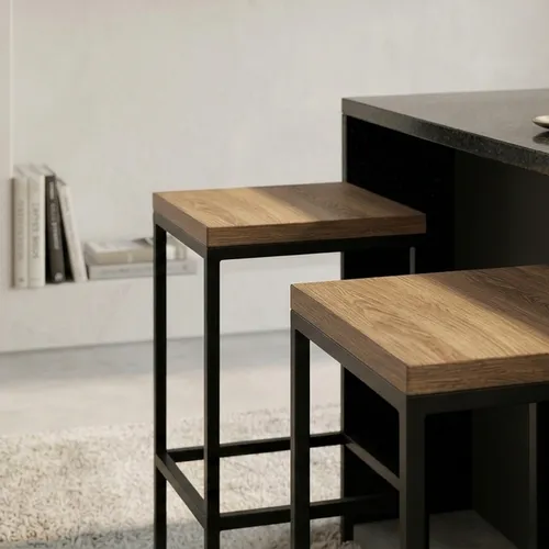 Kit por 2 bancos altos (banqueta) linea Steel Quadra |  27816 en Madera natural - Sillas de escritorio, Uruguay | World Vigo