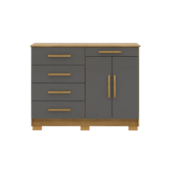 Comoda 5 Cajones 2 Puertas Moderna Con Estante 100% Mdp - Cómodas, Uruguay | Lais Muebles