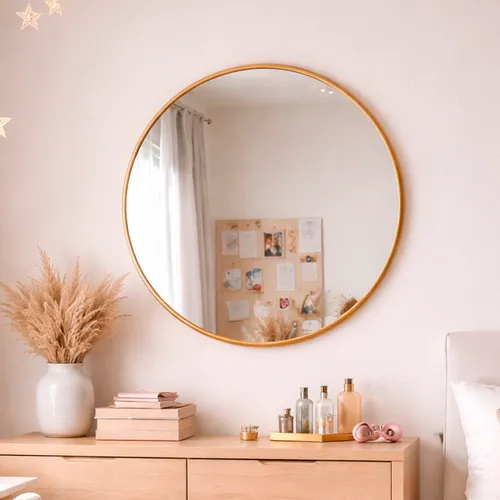 Espejo redondo hierro Dorado importado 60cm en Dorado - Espejos, Uruguay | Alta Gracia Deco