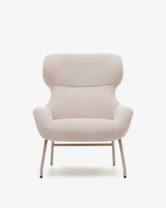 Butaca Belina - de chenilla beige y acero con acabado blanco en Beige - Butacas, banquetas y puffs, Uruguay | Kavehome, vista 6
