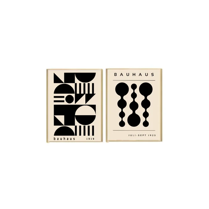 Kit 2 Cuadros - Bauhaus Negro - 40 x 60 en Negro – Material Marco: Pino – Moldura Caja - Decoración de pared, Uruguay | Berna home
