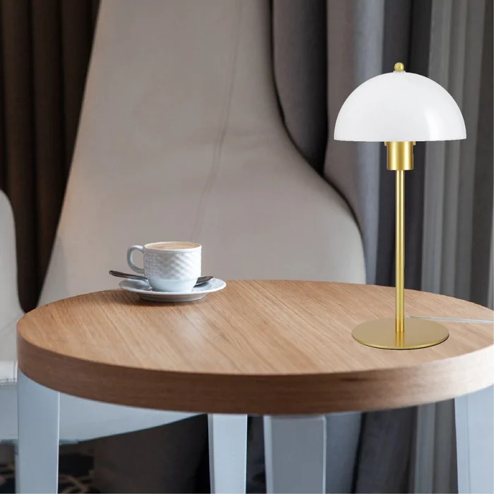 Luminaria De Mesa Mushroom Opal Bronce en Amarillo - Lámparas de mesa, Uruguay | Serlux, vista 2