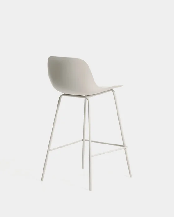 Taburete Altea - beige y patas de acero con acabado beige 65 cm en Negro - Butacas, banquetas y puffs, Uruguay | Kavehome, vista 7