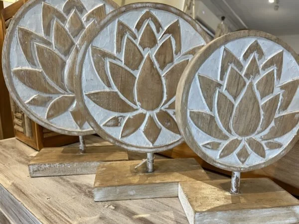 Deco Flor de Loto en madera en Madera natural - Decoración, Uruguay | Balihai